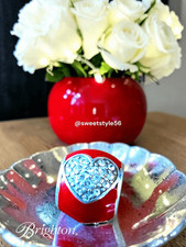 BRIGHTON "Blissful Heart" Red Enamel And Crystal Heart Charm TIMELESS