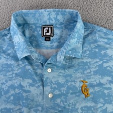 FootJoy Polo Shirt Mens XL Light Blue Abstract Camo Athletic Golf Performance