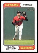 Myles Straw 2023 Topps Heritage #166 Guardians MLB READ FREE SHIP AutographDen