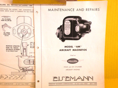 EISEMANN AIRCRAFT Magnetos PARTS CATALOG & SERVICE MANUAL used on FRANKLIN 4 & 6