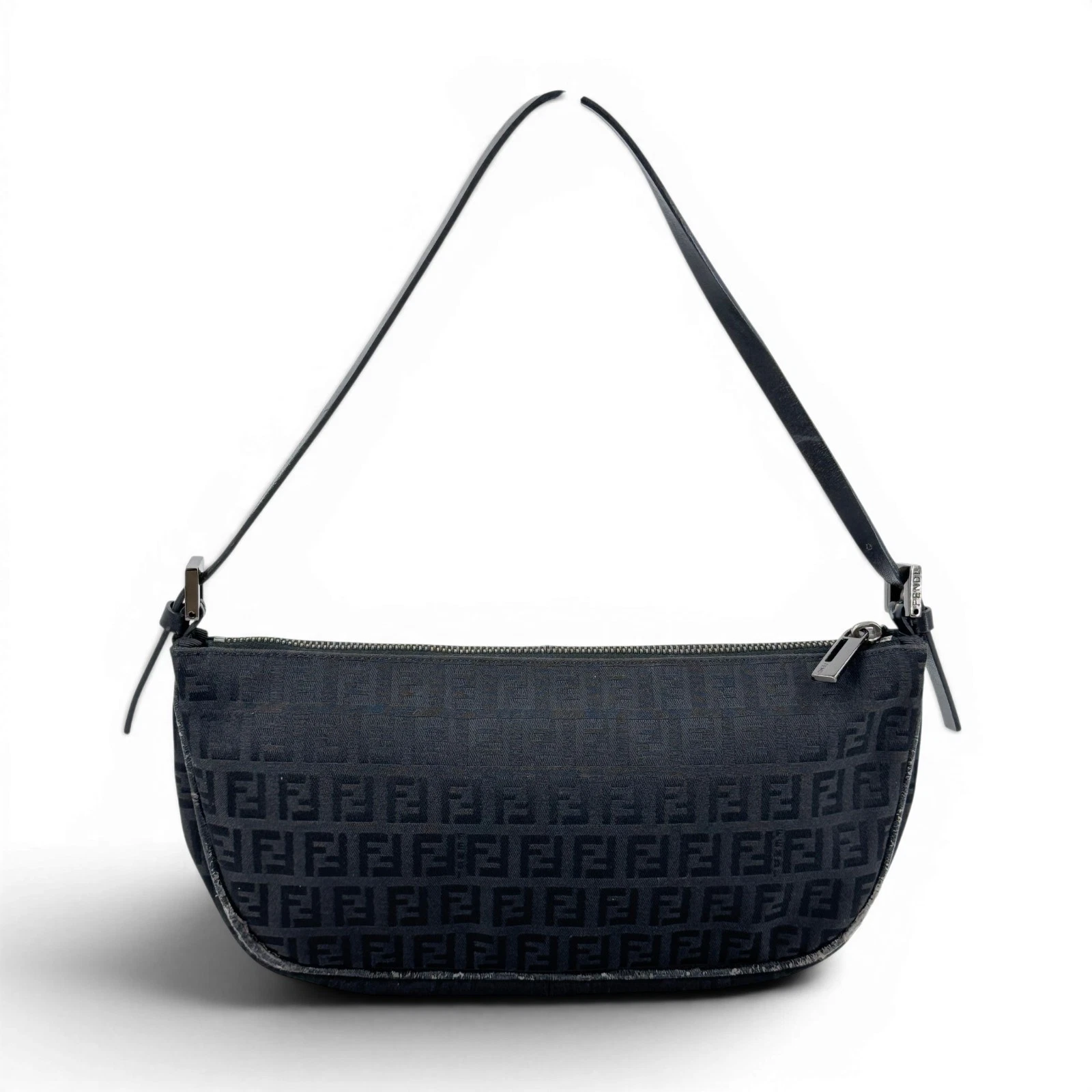 Fendi — FENDI Zucchino Canvas Black Zip Handbag Accessories Pouch Zucca mini