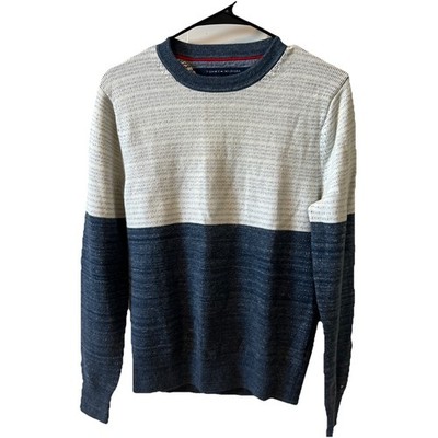 Tommy Hilfiger Men's Long Sleeve Crew Neck Sweater White and Blue Size S
