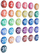 1-31 Magnetic Numbers Colored Glass Calendar Magnets for Whiteboard Dry Erase...