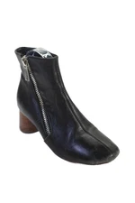 Celine Womens Zippered Block Heel Round Toe Ankle Boots Black Size EUR 37