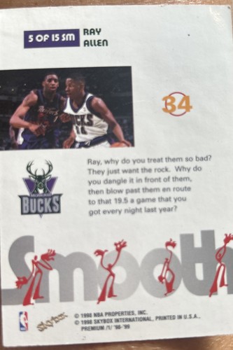 1998-99 Skybox Premium Smooth Ray Allen #5SM HOF - Picture 2 of 2