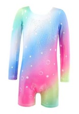 Long Sleeve Gymnastics Leotards for Girls with Shorts 9-10 Years Rainbow