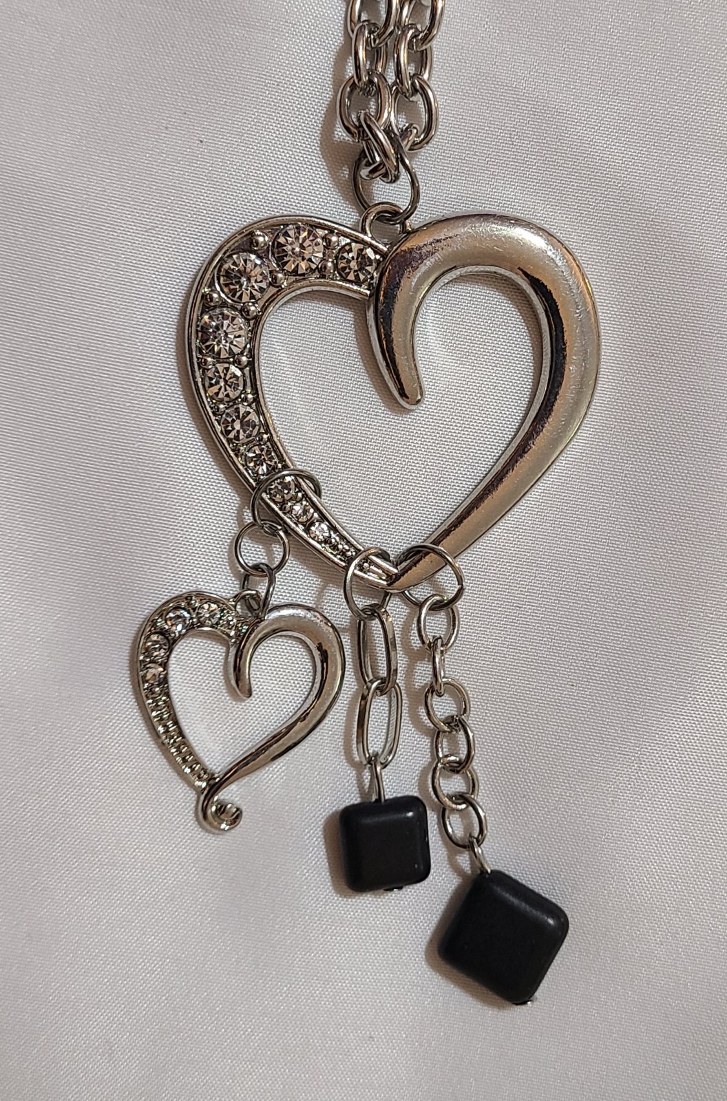 Silver Tone Cable Chain Statement Heart Pendant R… - image 3