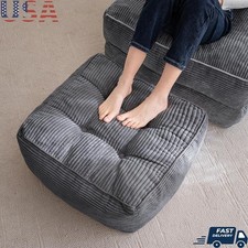 Ultra Soft Corduroy Bean Bag Footrest Lightweight Square Cushion For Living Room