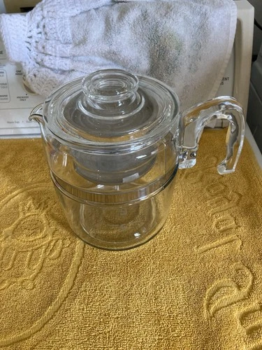 Vintage Pyrex Flameware Glass Stovetop Coffee Pot  9-Cup #7759
