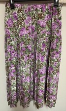 Vtg Lady Chic Cottagecore Modest Midi Skirt Pleated Purple Floral Size 48