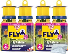 Zero In Outdoor Fly Trap - Ready-Baited Outdoor Fly Catcher, Multi Pack X2 - Non