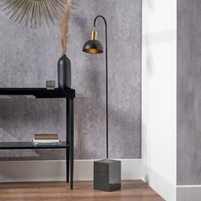 Black Floor Lamp with Marble Base Brass Task Lamp Tall Reading Light Living Room