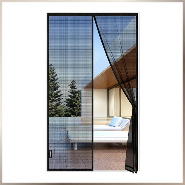 Fliegengitter BalkontüR 90X205Cm Flammhemmend Magnet Insektenschutz Ohne Bohren-image