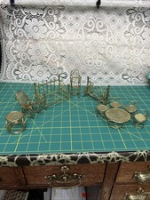 LOT OF 10 VINTAGE BRASS MESH DOLLHOUSE MINIATURE FURNITURE 1:16 MADE IN TAIWAN