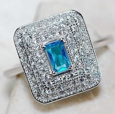 1CT Aquamarine  Topaz 925 Solid Sterling Silver Ring Jewelry Sz 6 UB1-9