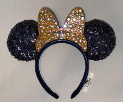 50th Anniversary Disney Parks Gold Bow WDW Minnie Ears Jeweled Headband 2021