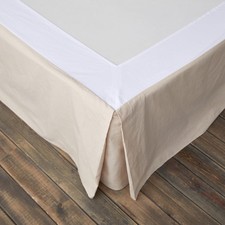 BISELINA French Linen Wrap Around Bed Skirt Pleated Corner 18 Inch Drop Natural