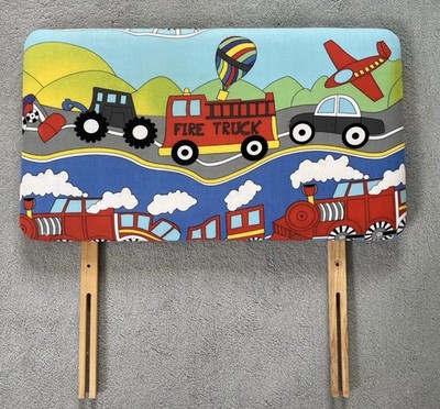 Kinder Transport Motiv gepolstertes Kopfteil Flugzeuge Züge Autos Feuerwehr Ballon
