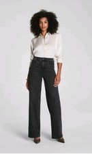 SPANX Wide Leg Jeans Style 21600Q High Rise Sculpting Shapewear M Petite Carbon