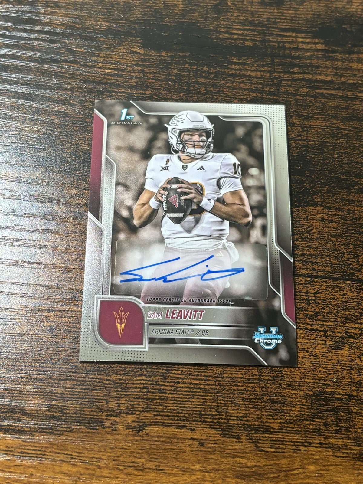 2025 Bowman Chrome University U SAM LEAVITT 1st #BCA-SL RC Rookie Prospect Auto