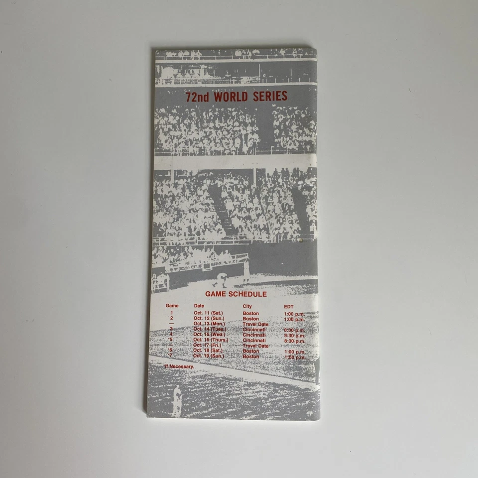Guía oficial de medios y marcador de béisbol MLB de la Serie Mundial 1975 de colección Foto 2 de 4