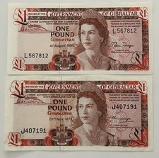 1979 Government of Gibraltar £1 One Pound Banknote Pair