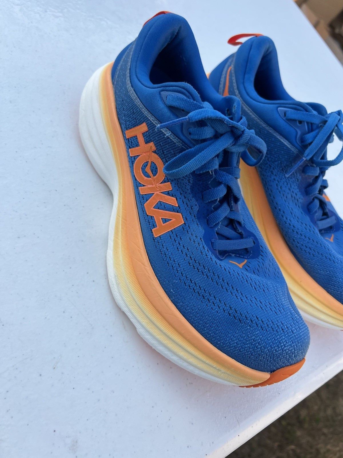Men’s Blue And Orange HOKA Bondi 8 Running Shoes Size 7.5 thumbnail 4