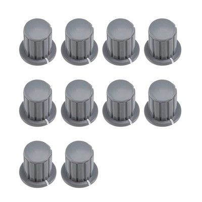 10Pcs 6mm Insert Shaft 16x16.5mm Plastic Potentiometer Rotary Knob Grey