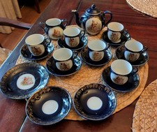 Antique, Rare, German Cobalt Blue porcelain 20 Piece Set Childs Tea Set 1910