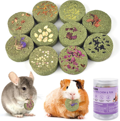Treats Rabbit Toys, 100% Edible Premium Timothy Hay Chew a Blocks for Rabbits, C