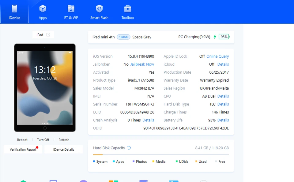 Apple iPad Mini 4th Gen 128GB WIFI A1538 gray unlocked - Image 2 of 4