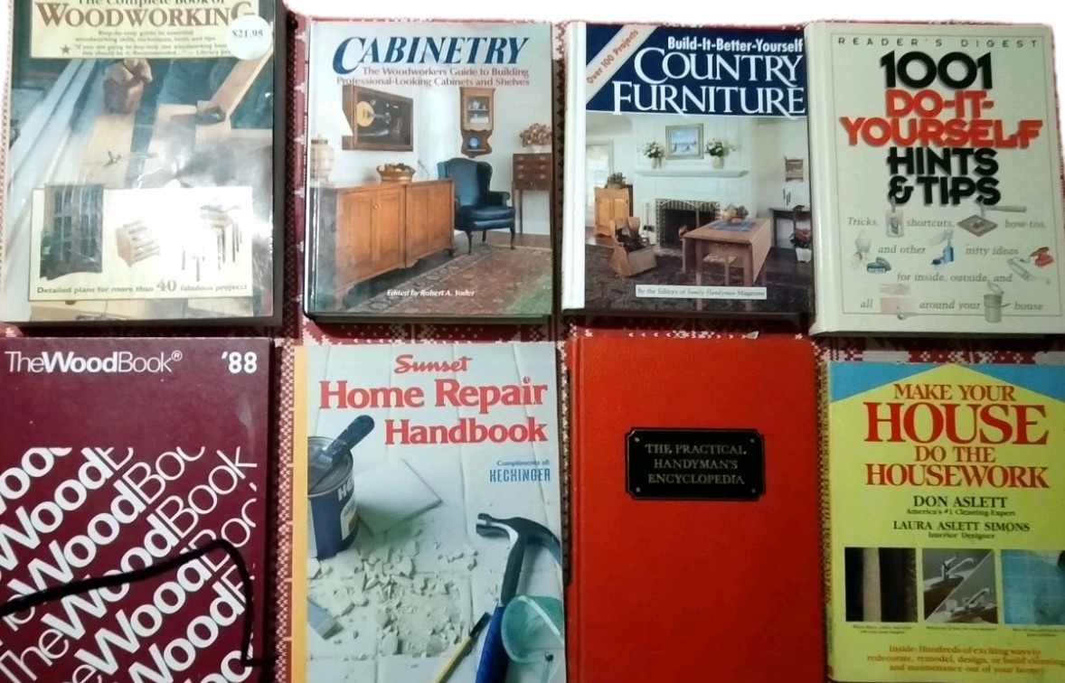 Lot of 8 Home Repair Diy Books Woodworking Cabinetry Projects How To