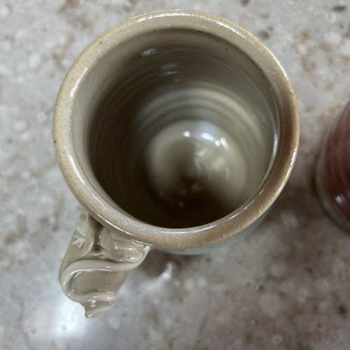 2 Vintage Studio Art Pottery Coffee Mugs Cups Mice Mouse Handle Signed Paldino - Picture 6 of 17