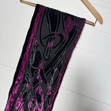 Patrick Francis Velvet Feel 100% Pure Silk Scarf - Black and Purple 10 X 66