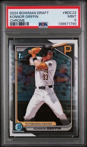 KONNOR GRIFFIN 2024 Bowman Chrome Draft #BDC22 PITTSBURGH PIRATES PSA 9