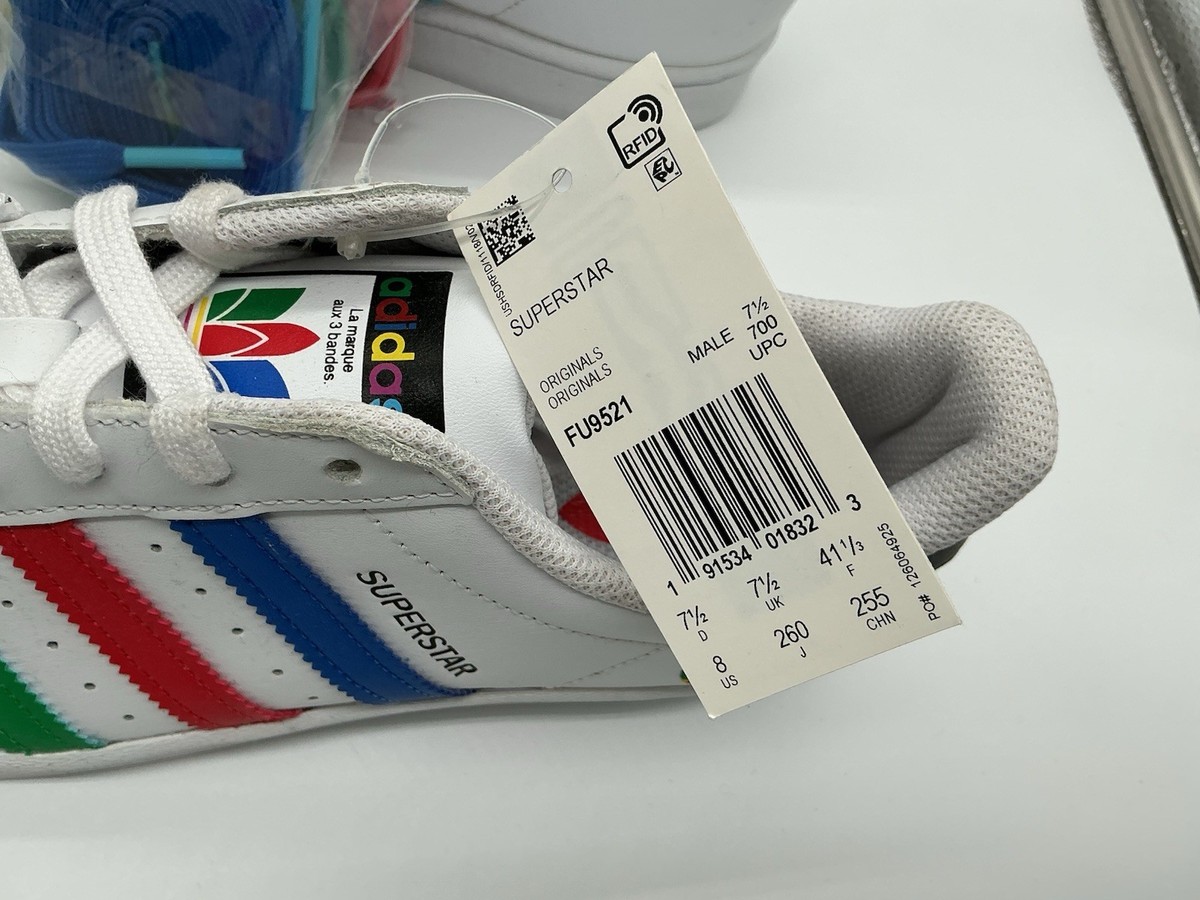 Size 7.5 - adidas Superstar Colorful Trefoil - Cloud White  display picture 2