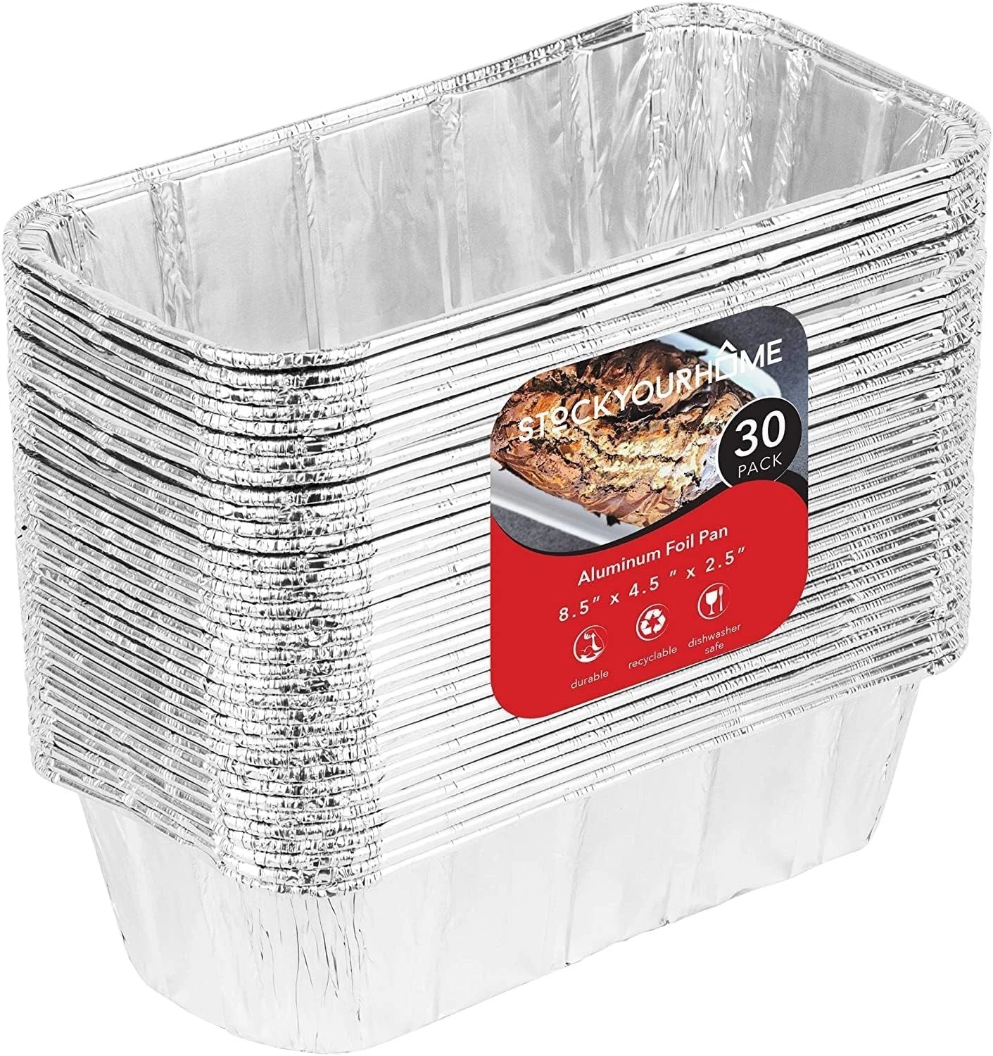 Aluminum Bread Loaf Pans 8x4 30 Pack Eco-Friendly Recyclable Oven Safe Bakeware