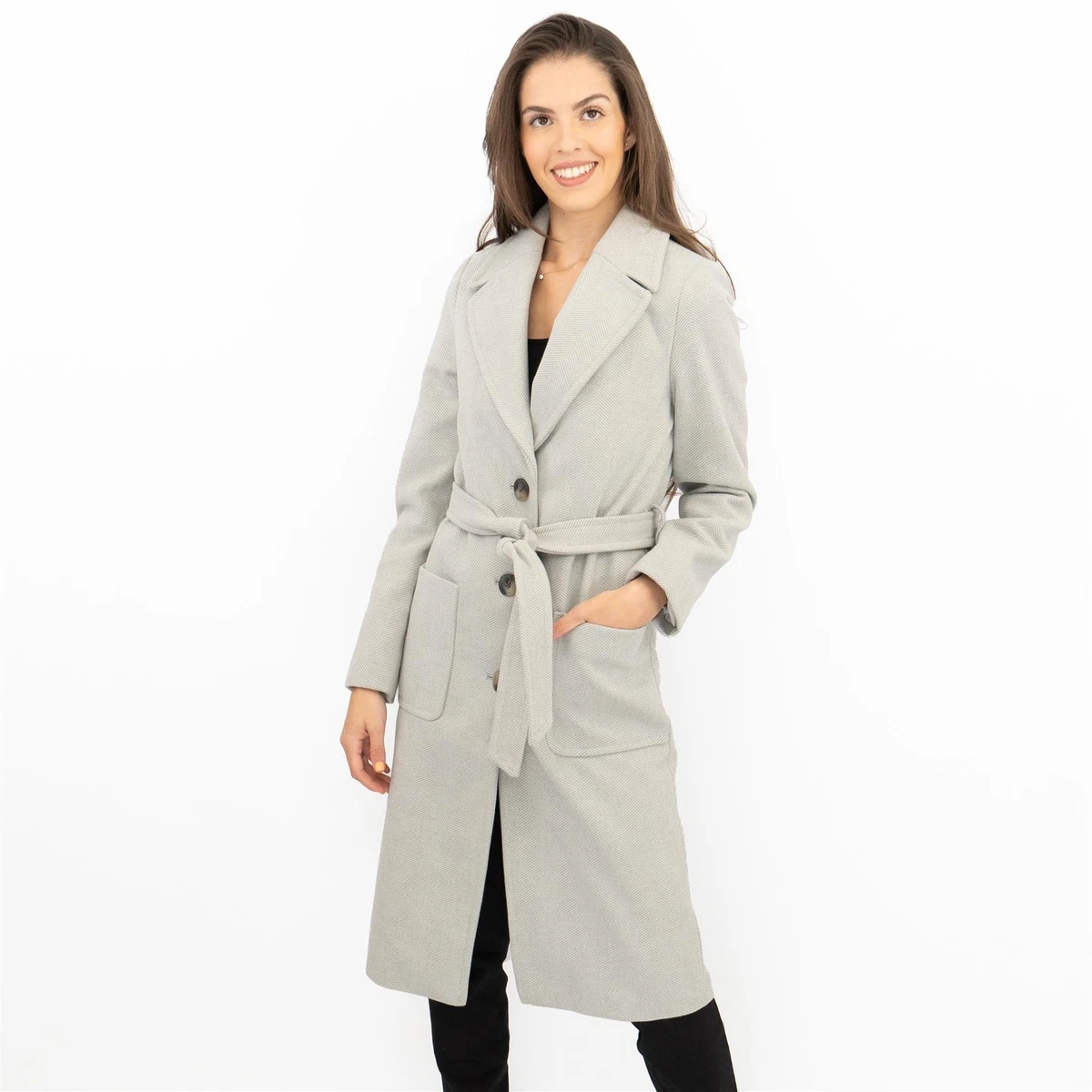 Grey trench coat womens top