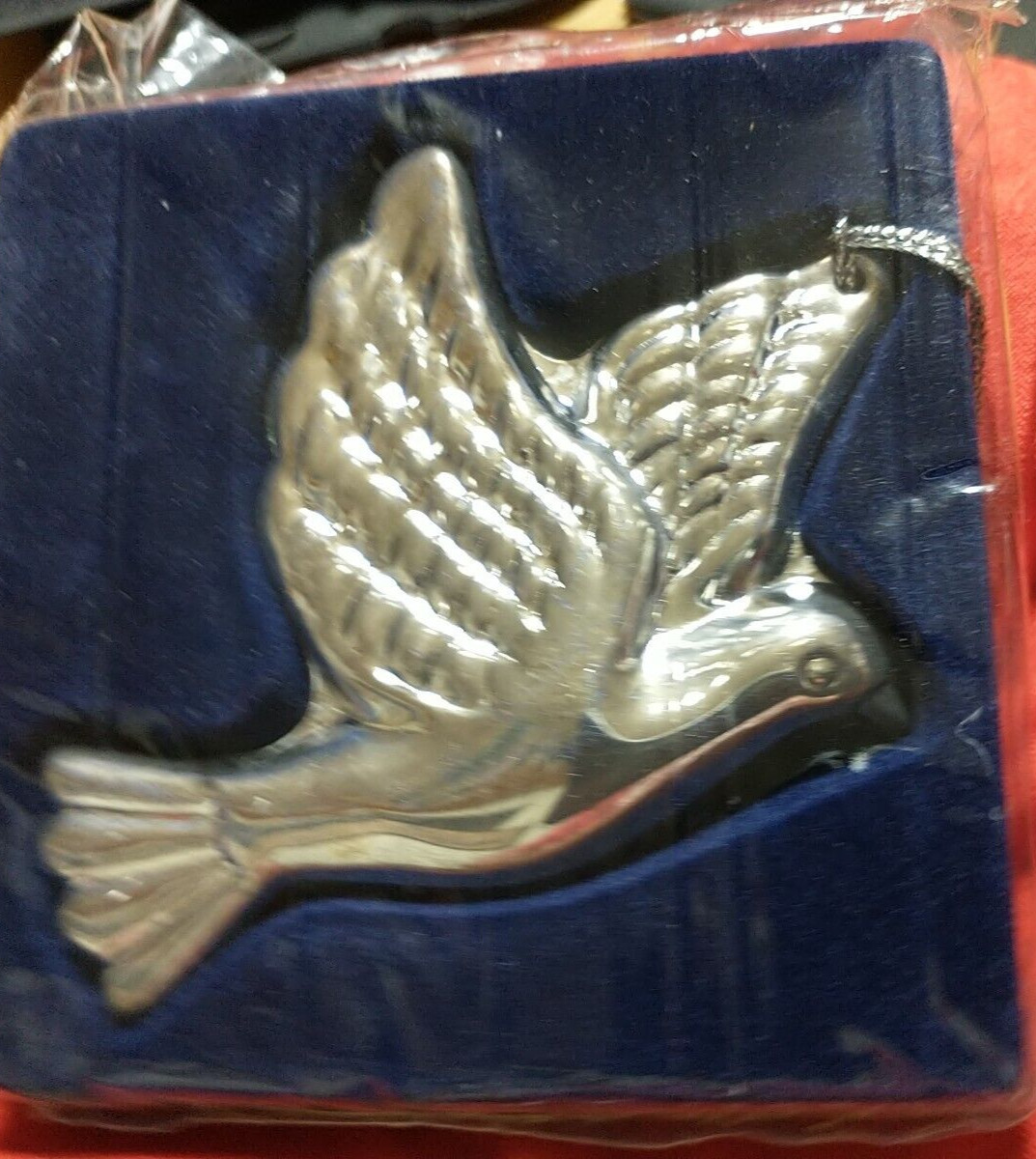 Vintage Christmas Ornament SILVERPLATED DOVE 3" NIP SEALED ICI 13930