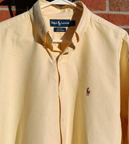 Men's Ralph Lauren Blake 100% Cotton Yellow Button Down Shirt Large - Picture 5 of 5