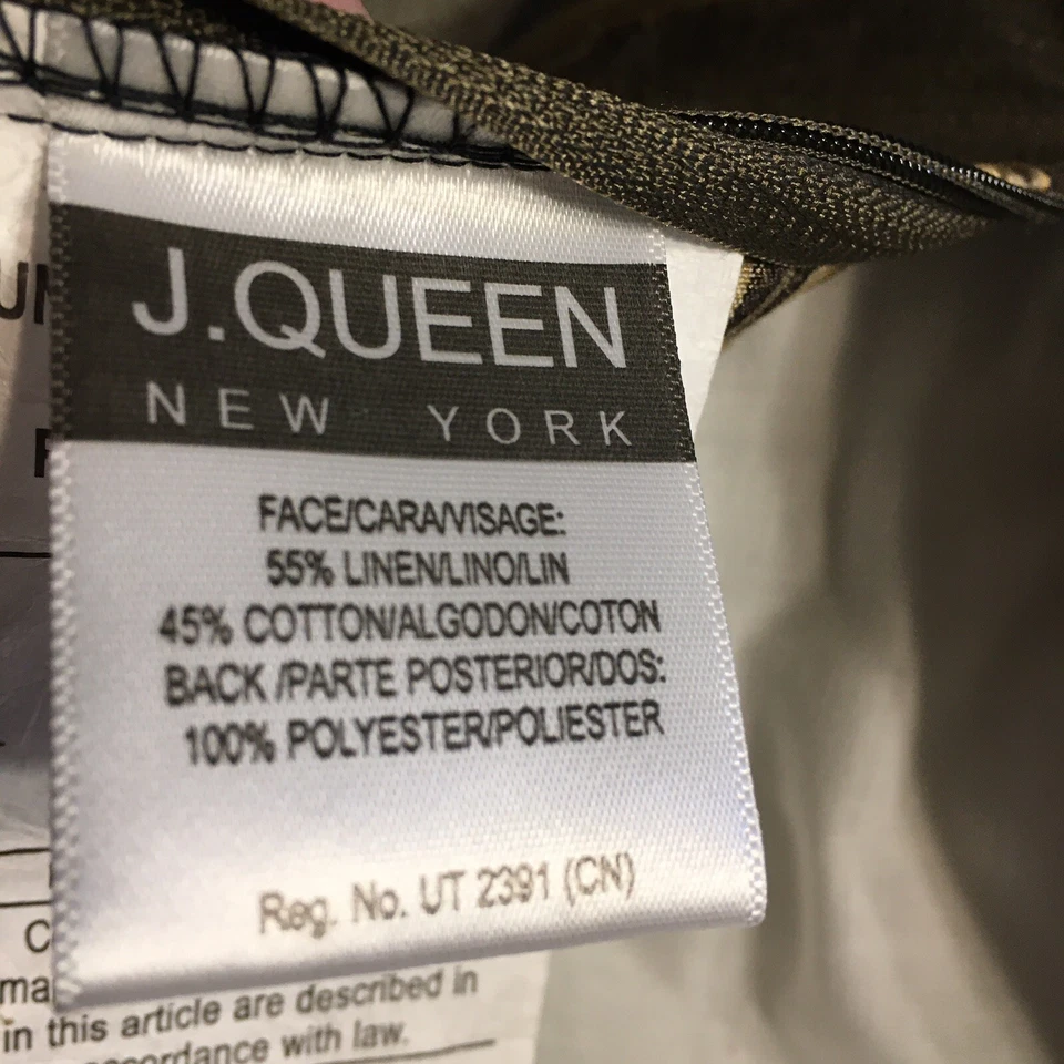 J Queen King Almohada Sham Una Pieza Lino/Algodón 20x36 Marrón Bronceado Cremalleras 2" Brida Foto 2 de 4
