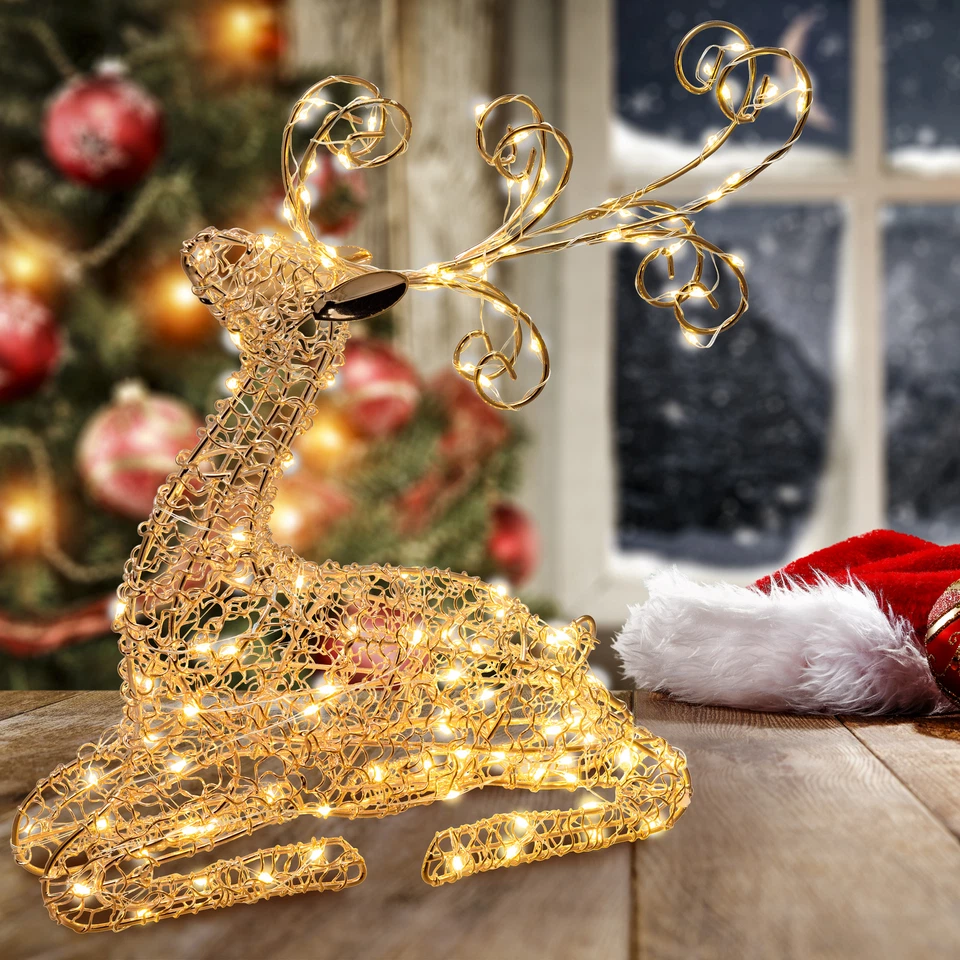 Lotti Importex Renna Sdraiata Luminosa Natalizia in Metallo h 30 cm con 80 LED