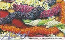 TK 243b Telephone Card 3u Very Colorful Leis & Light Purple 'Aloha!' ('Tel')