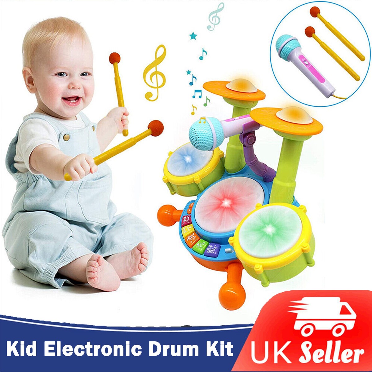 Kids Drum Kit Toy for 1-2 Year Old Boys Drum Set Baby Musical Instruments  Gifts