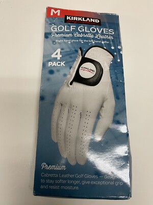 Open Box Kirkland Signature Premium Leather Golf Gloves RIGHT Hand 4 Pack Medium