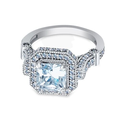 3.5CT Lab-Created Princess Cut Diamond Engagement Wedding Ring 14K ...