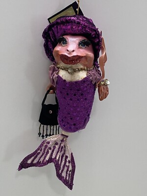 December Diamonds Bubbles The Lady Fish Ornament Purple Dress Sequins ￼w/ Tag