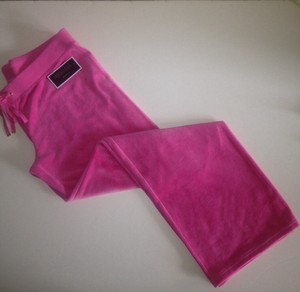 pink velour track pants