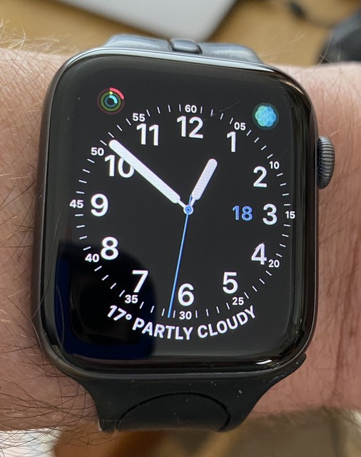 Apple Watch Series 4 44 mm Space Grey Aluminum Case with Black Sport Band (GPS) - (MU6D2B/A) for