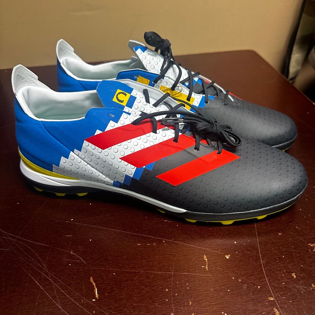 adidas Gamemode Turf Soccer Shoes - Unisex - Carbon / Red / Bright Blue - M 13 / W 14